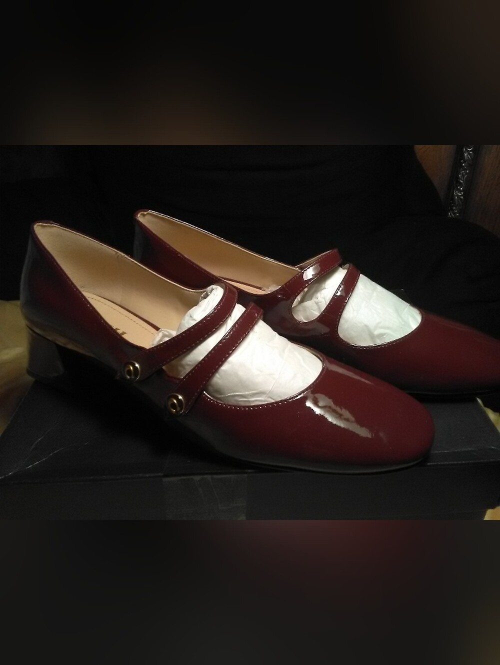 NIB COACH Angelina Burgundy Patent Mary Jane W/ Dual Straps SZ. 11 SLIGHT HEEL
